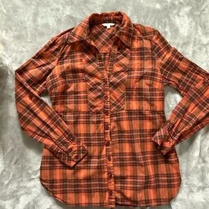 Maurices Orange Plaid Women's Top